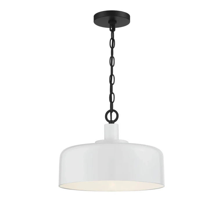Trade Winds Loretta 1-Light Pendant in White with Black - TW72123WHBK