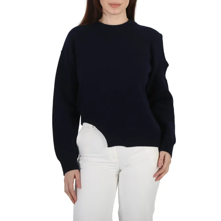 Stella Mccartney Navy Regenerated Asymmetric Cold-Shoulder Jumper