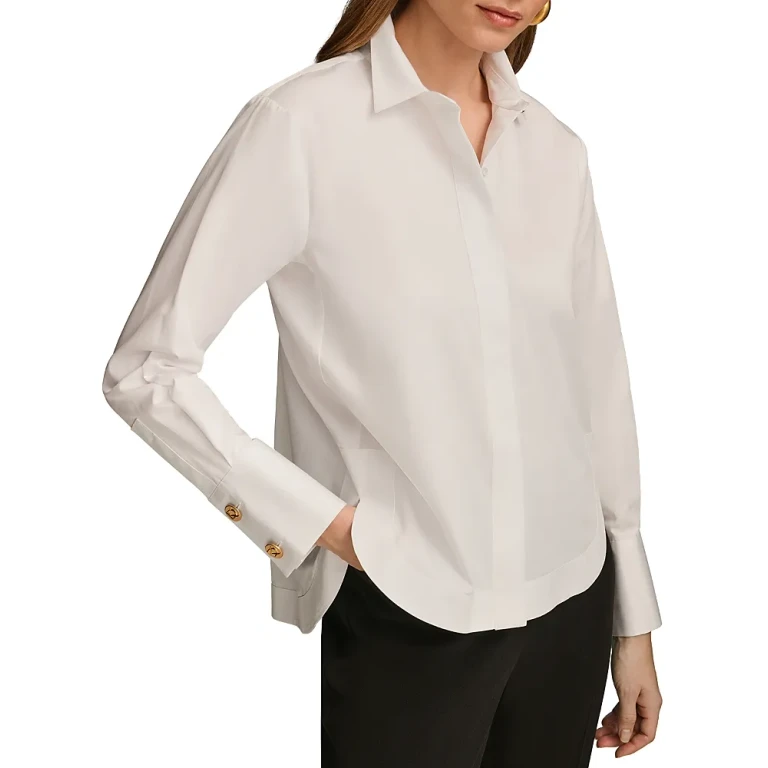Donna Karan Cotton Collared Button Down Shirt