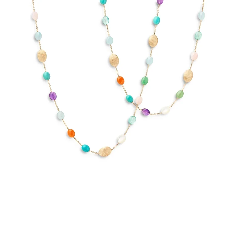 Marco Bicego 18K Yellow Gold Siviglia Multi Stone & Textured Bead Long Length Statement Necklace, 36 - Exclusive
