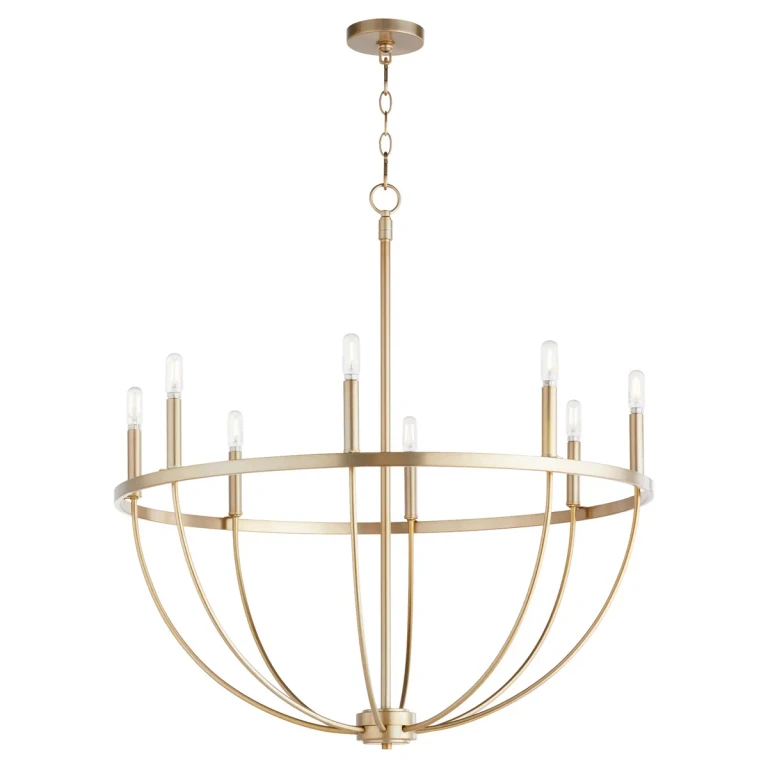 Aged Brass Eight Light Chandelier from the Tribute Collection