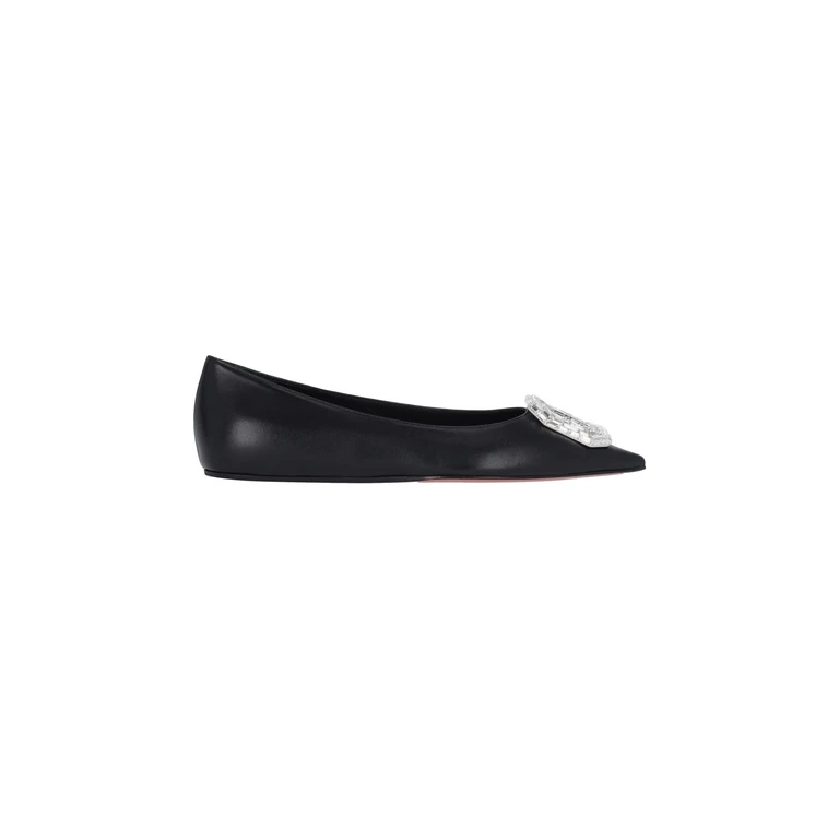 Amina Muaddi Flat Shoes Black - Women