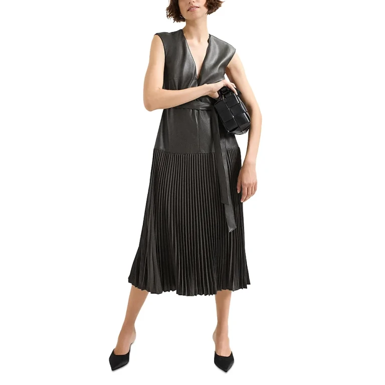 Phase Eight Aria Faux Leather Drop Waist Dress