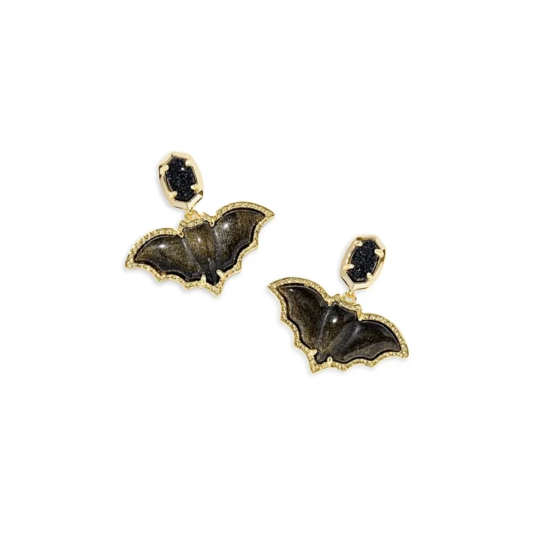 Kendra Scott Drusy Stone & Obsidian Bat Drop Earrings