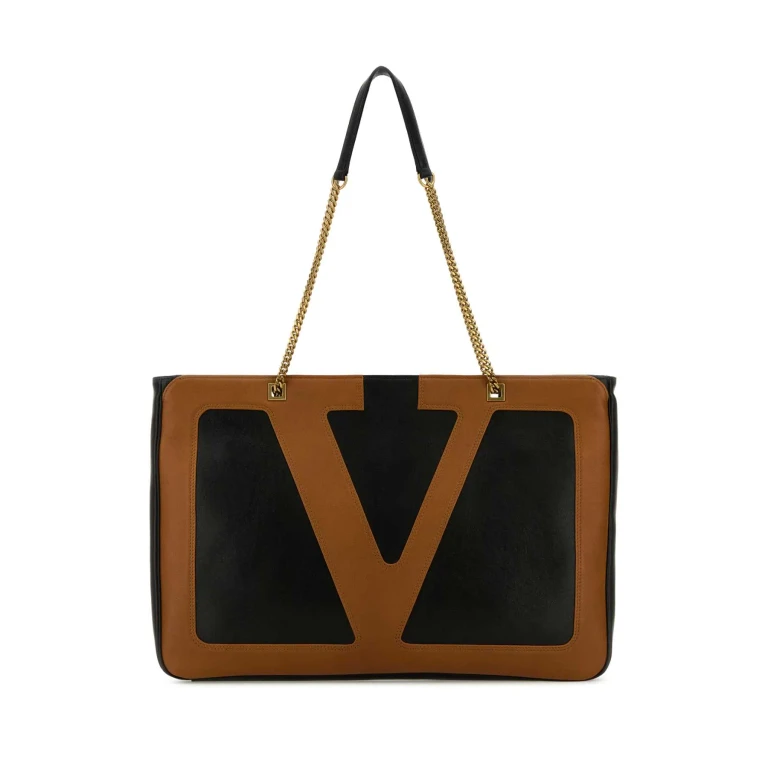 Valentino Garavani Black Nappa Leather Large Viva Superstar Shopping Bag