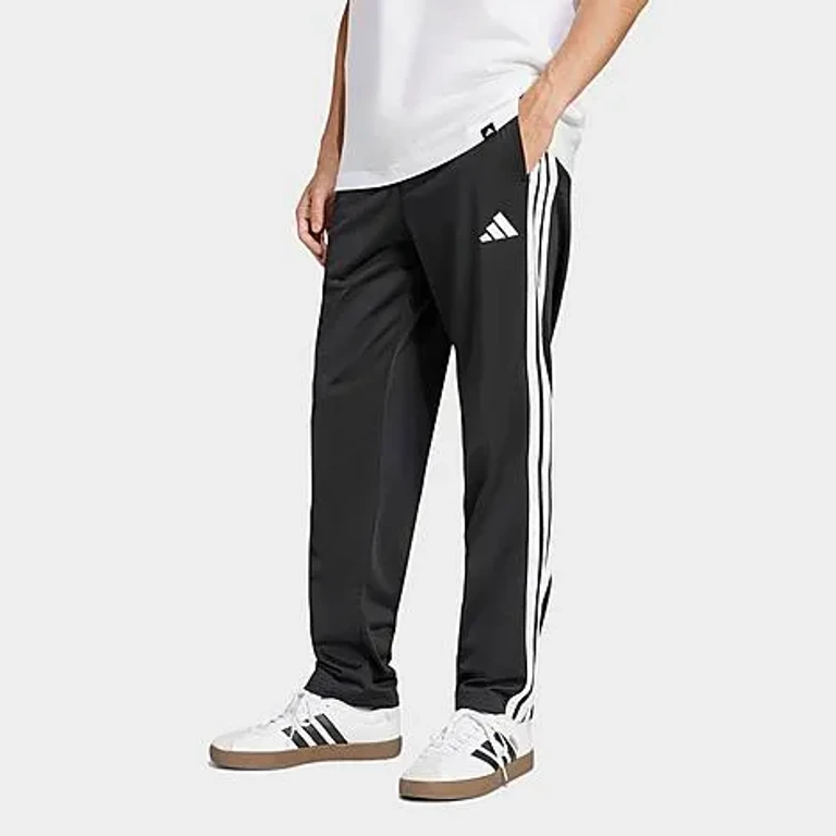 adidas Men's 3-Stripes Tricot Open Hem Track Pants in Black Size: XS