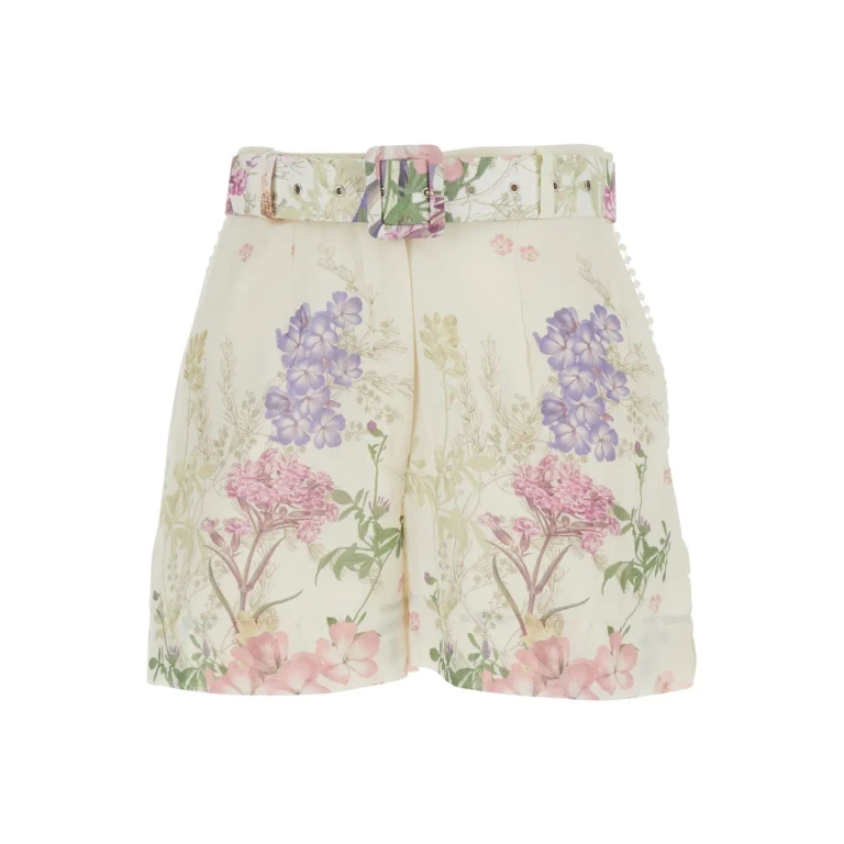 Charo Ruiz pansy Multicolored Shorts With Waistband And All-over Floral Print In Cotton For Women