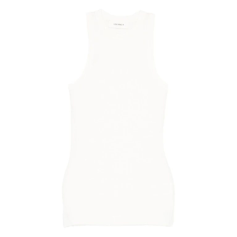 LISA YANG Top White Cotton Cashmere - Women