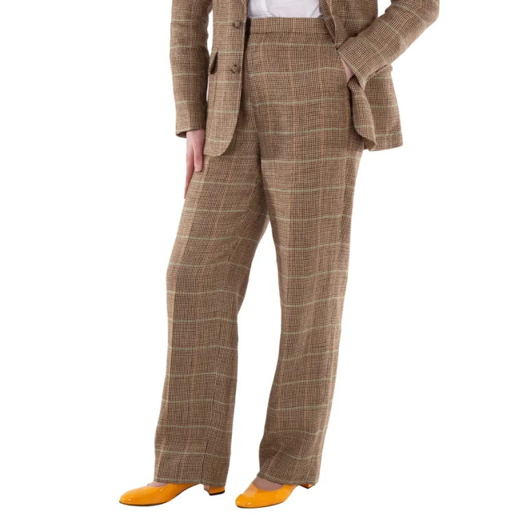 Polo Ralph Lauren Straight-Leg Plaid Linen-Silk Trouser