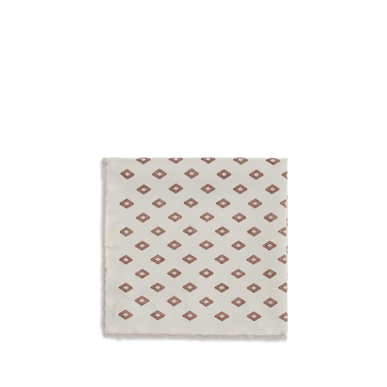 Silk Pocket Square with Diamond and Check Pattern (MX8730091CBJ40)