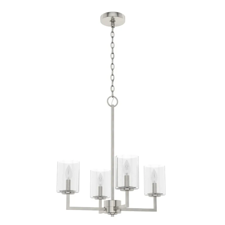 Brushed Nickel Four Light Chandelier from the Kerrison Collection