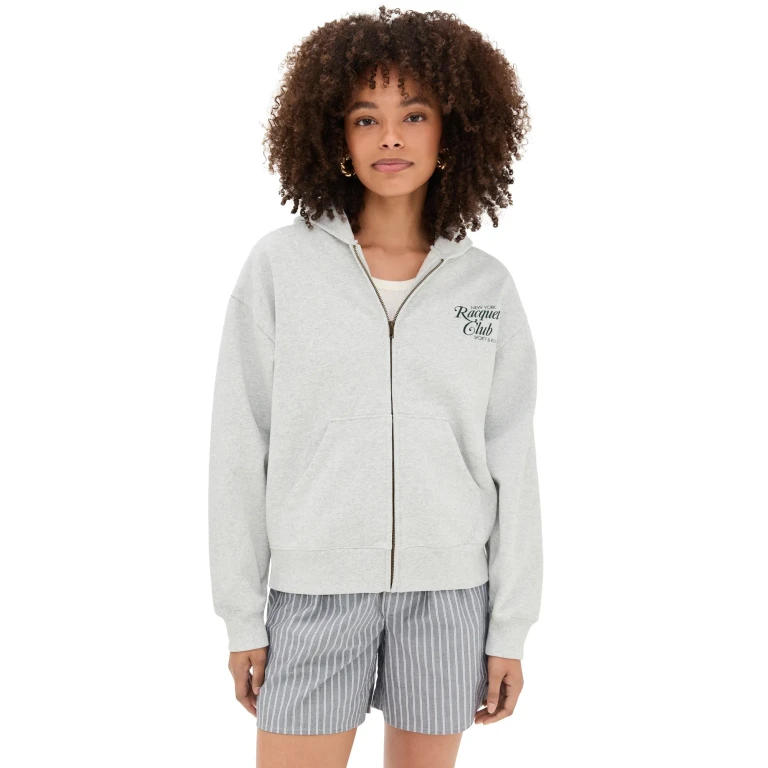 Sporty & Rich NYRC Zip Hoodie Heather Gray M