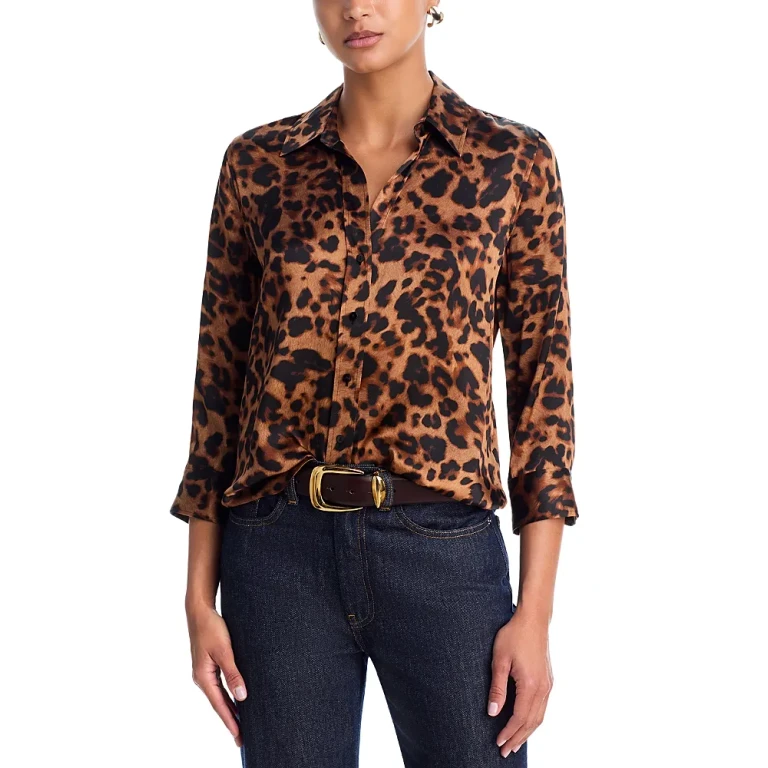L'Agence Dani Silk Three Quarter Sleeve Blouse