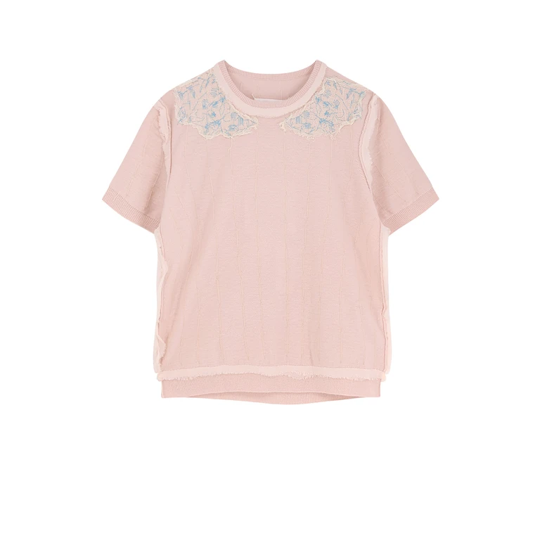 Maison Margiela Pull Col Rond - Rose Clair