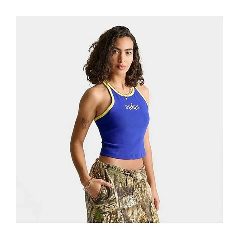 Jordan Women's Brazil Graphic Sleeveless Tank Top in Old Royal/Yellow Pulse Size: XS
