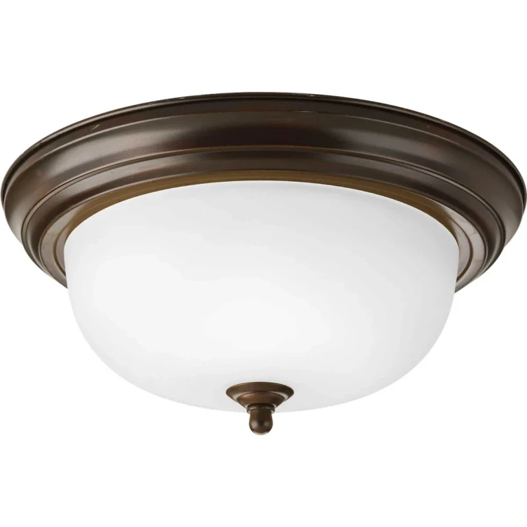 Antique Bronze Two Light Flush Mount from the Dome Glass - Etched Collection