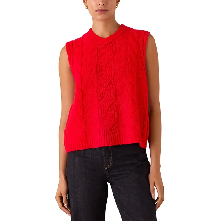 Whistles Cable Knit Sleeveless Sweater