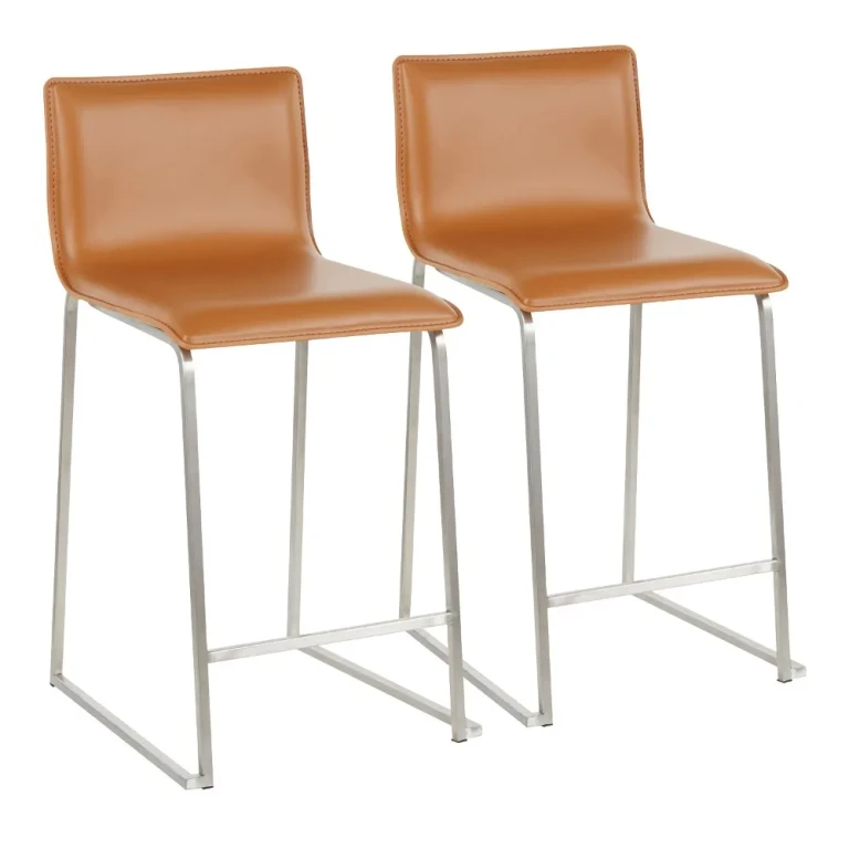 Brown and Silver Upholstered Counter Height Stool (Set of 2) - Mara