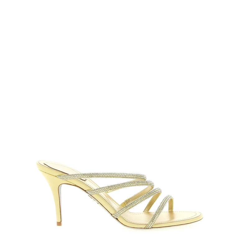 Rene Caovilla Gold Viscose Stiletto Heel Sandals - Women