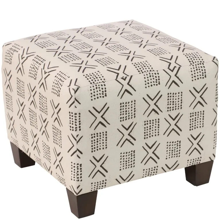 Blaire Cream Geometric Square Ottoman