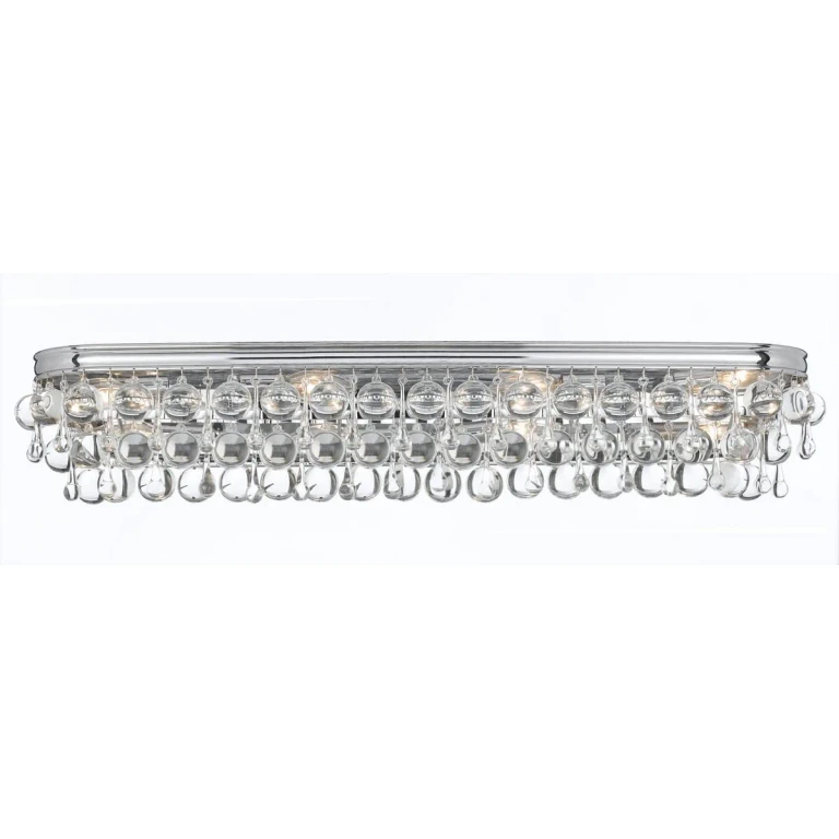 Calypso 8-Light Bathroom Vanity Light in Polished Chrome with Clear Glass Drops Crystals