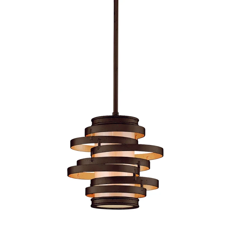 Corbett Vertigo Pendant Light in Bronze And Gold Leaf
