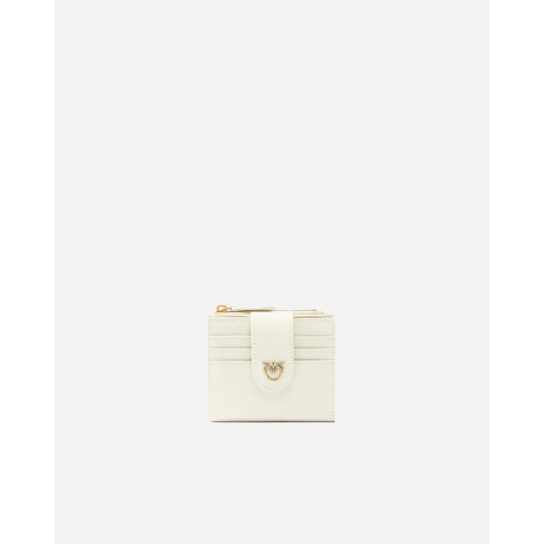 Pinko - Petit portefeuille en cuir lisse à logo