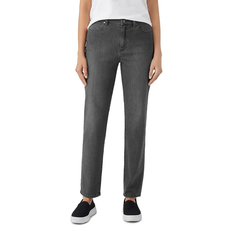 Eileen Fisher High Rise Slim Fit Jeans in Carbon