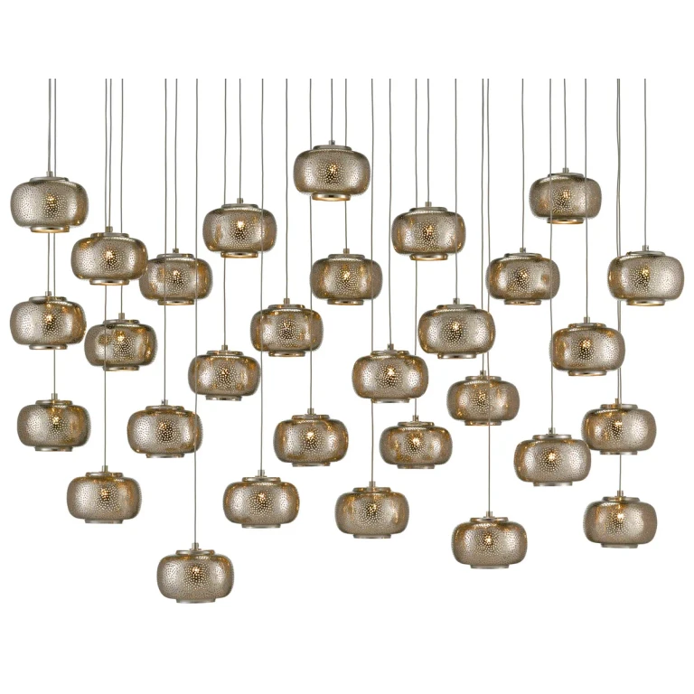 Pepper 30-Light 30 Light Pendant in Painted Silver with Nickel