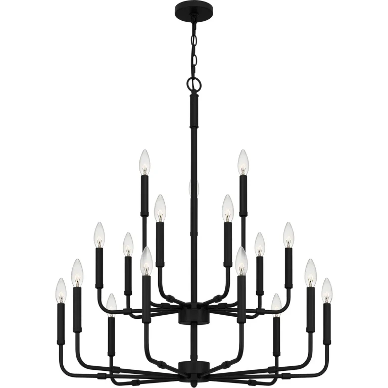 Matte Black 18 Light Chandelier from the Abner Collection