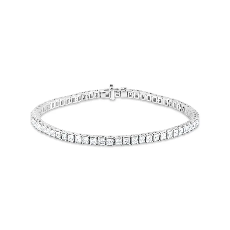 Princess Cut Diamond Tennis Bracelet in 14K White Gold, 5.0 tcw