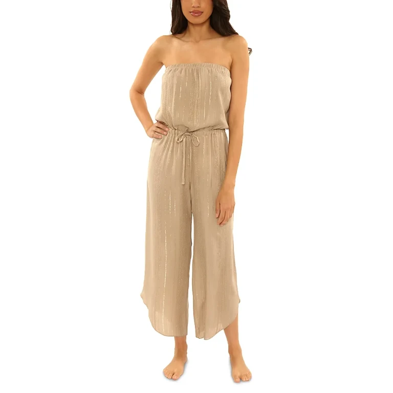 Becca by Rebecca Virtue Radiance Strapless Swim Cover-Up Jumpsuit