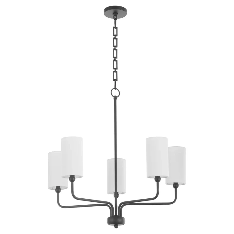 Matte Black Five Light Chandelier from the Charlotte Collection
