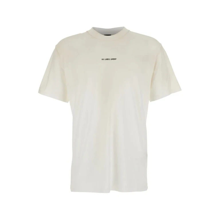 44 Label Group White Crew Neck T-shirt With Logo On The Front And Maxi Logo On The Back In Cotton For Men