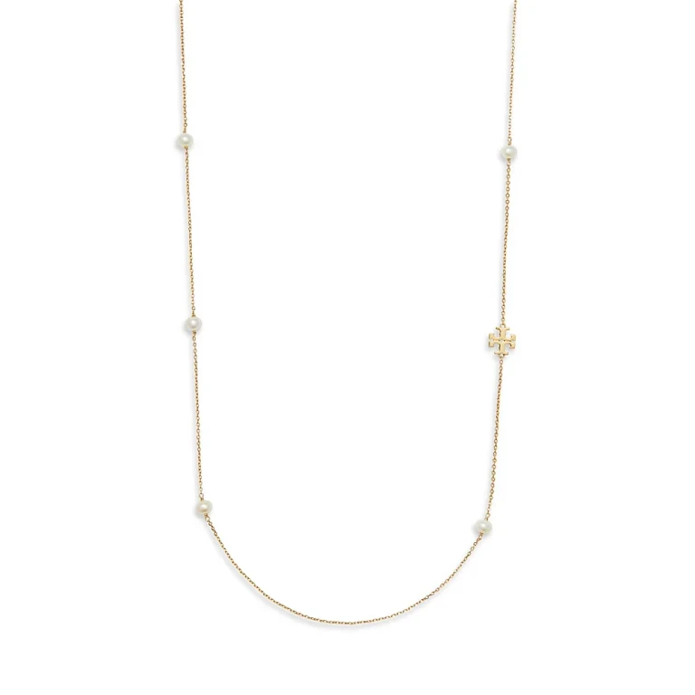 Tory Burch Kira Cultured Pearl & T Monogram Strand Necklace, 38
