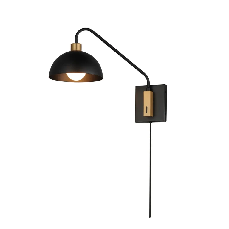 Thelonious 1-Light Wall Sconce in Black with Natural Aged Brass