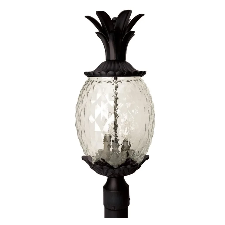Matte Black Three Light Post Mount from the Lanai Collection