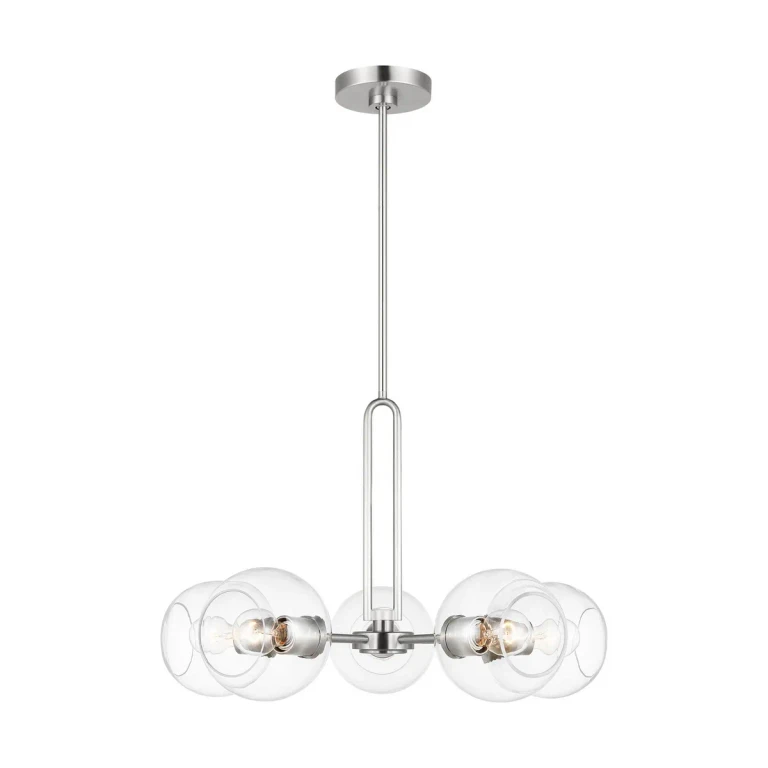 Brushed Nickel Five Light Chandelier from the Codyn Collection