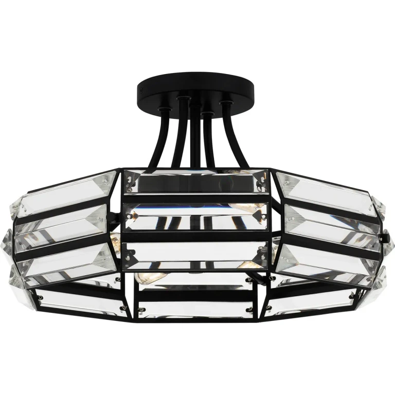 Matte Black Four Light Semi Flush Mount from the Quoizel Semi-Flush Mount Collection