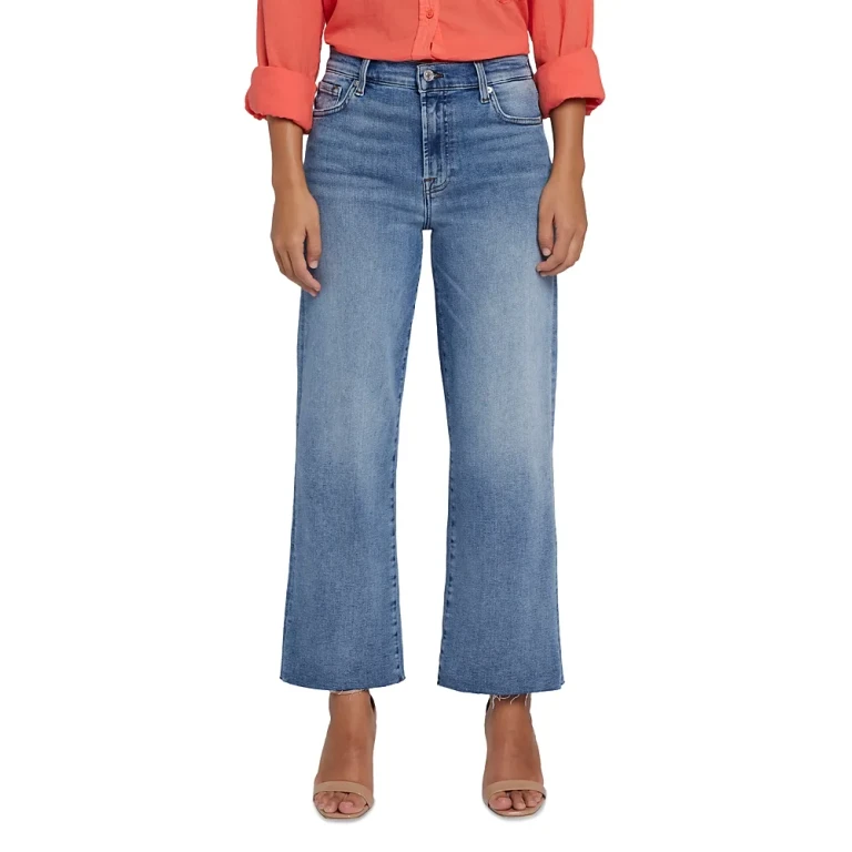 7 For All Mankind High Rise Cropped Wide Leg Alexa Jeans in Clara