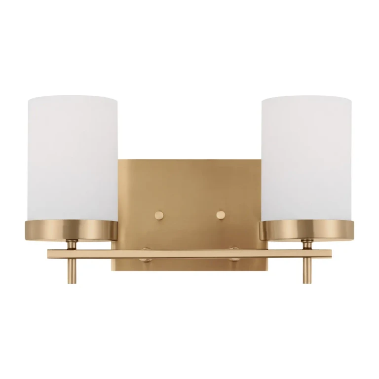 Satin Brass Two Light Bath from the Zire Collection