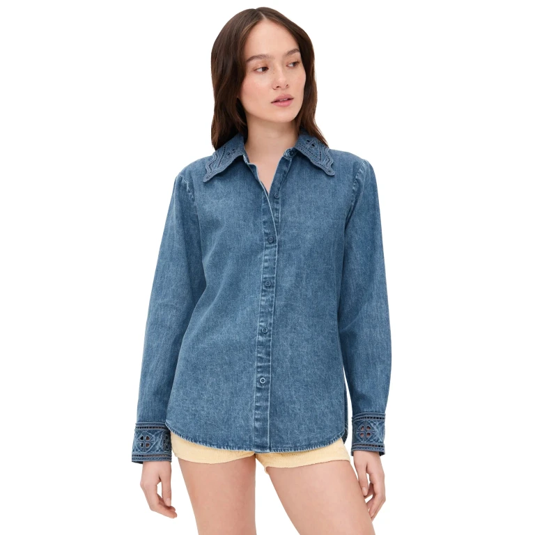 RAILS Bethany Denim Top Antique Blue XS