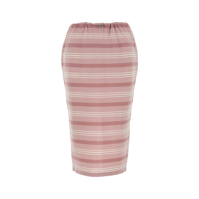 Prada Embroidered Piquet Skirt Celeste Exterior: Cotton Gonne - Women