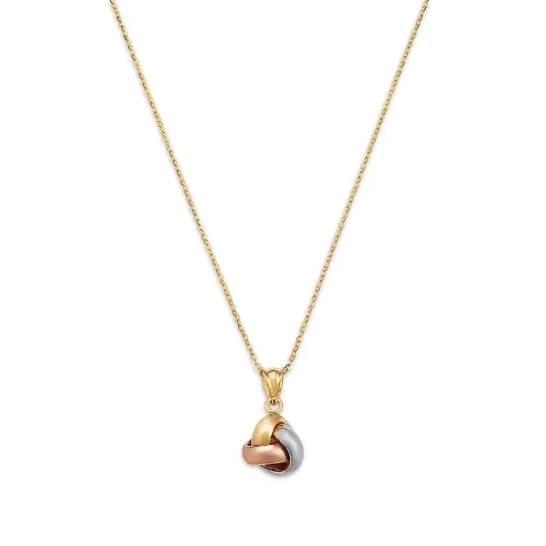 Love Knot Pendant Necklace in 14K White, Rose & Yellow Gold