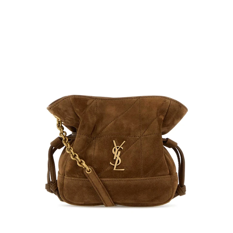 Saint Laurent Brown Suede Mini Jamie Bucket Bag Orangecaramelcogn Borse A Secchiello - Women