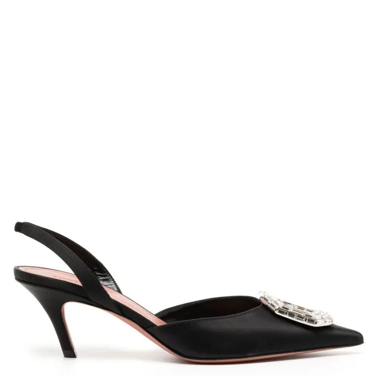 Amina Muaddi Ladies Nappa Black Camelia Sling 60 mm Sandals