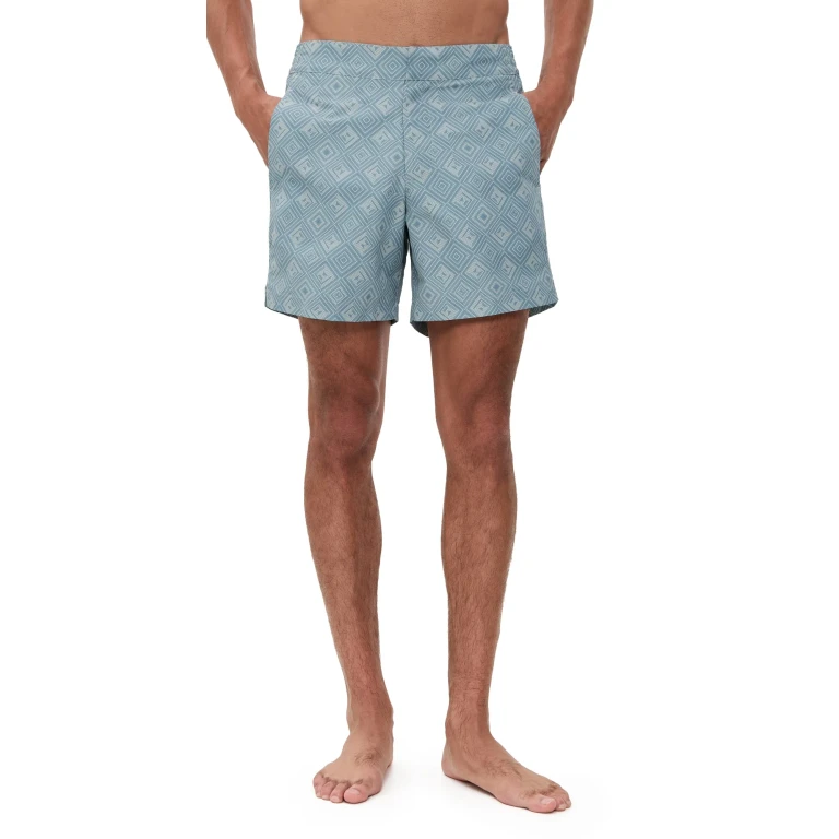 Frescobol Carioca Angra Madeira Print Porto Swim Shorts Coastal Blue 32