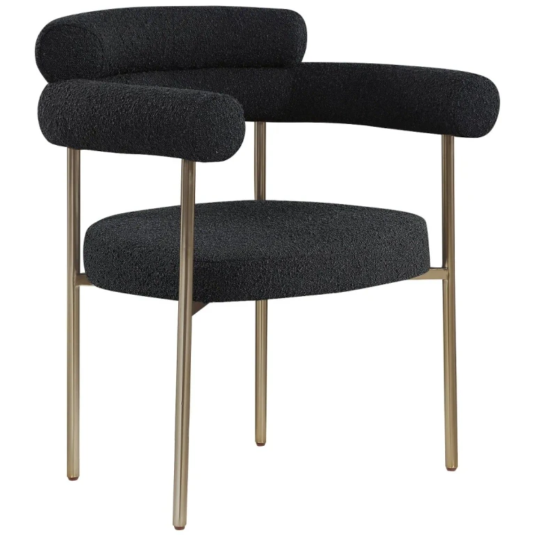 Blake Black Boucle Upholstered Dining Chair, Set of 2