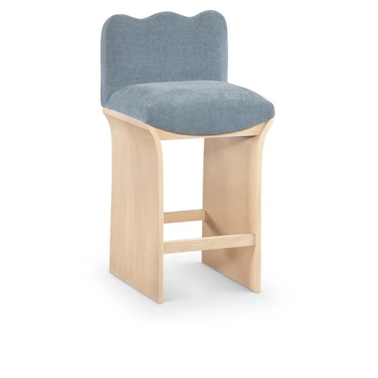 Shaw Light Blue Upholstered Counter Stool