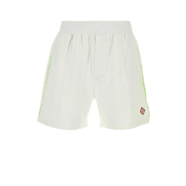 Casablanca White Stretch Cotton Blend Bermuda Shorts